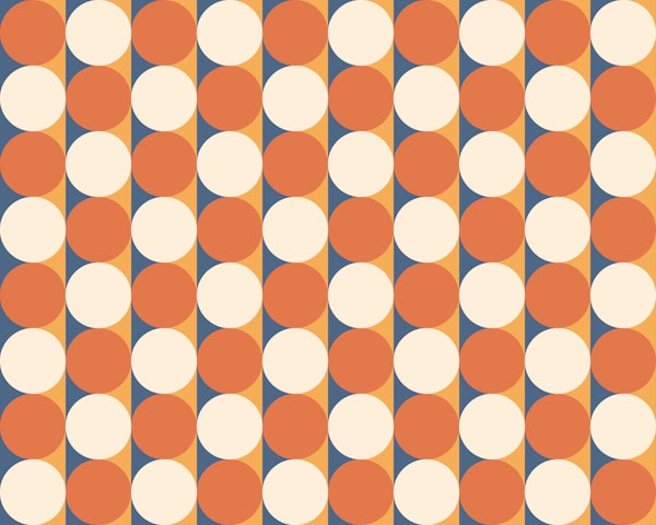 Geometric circus dots bold orange & cream