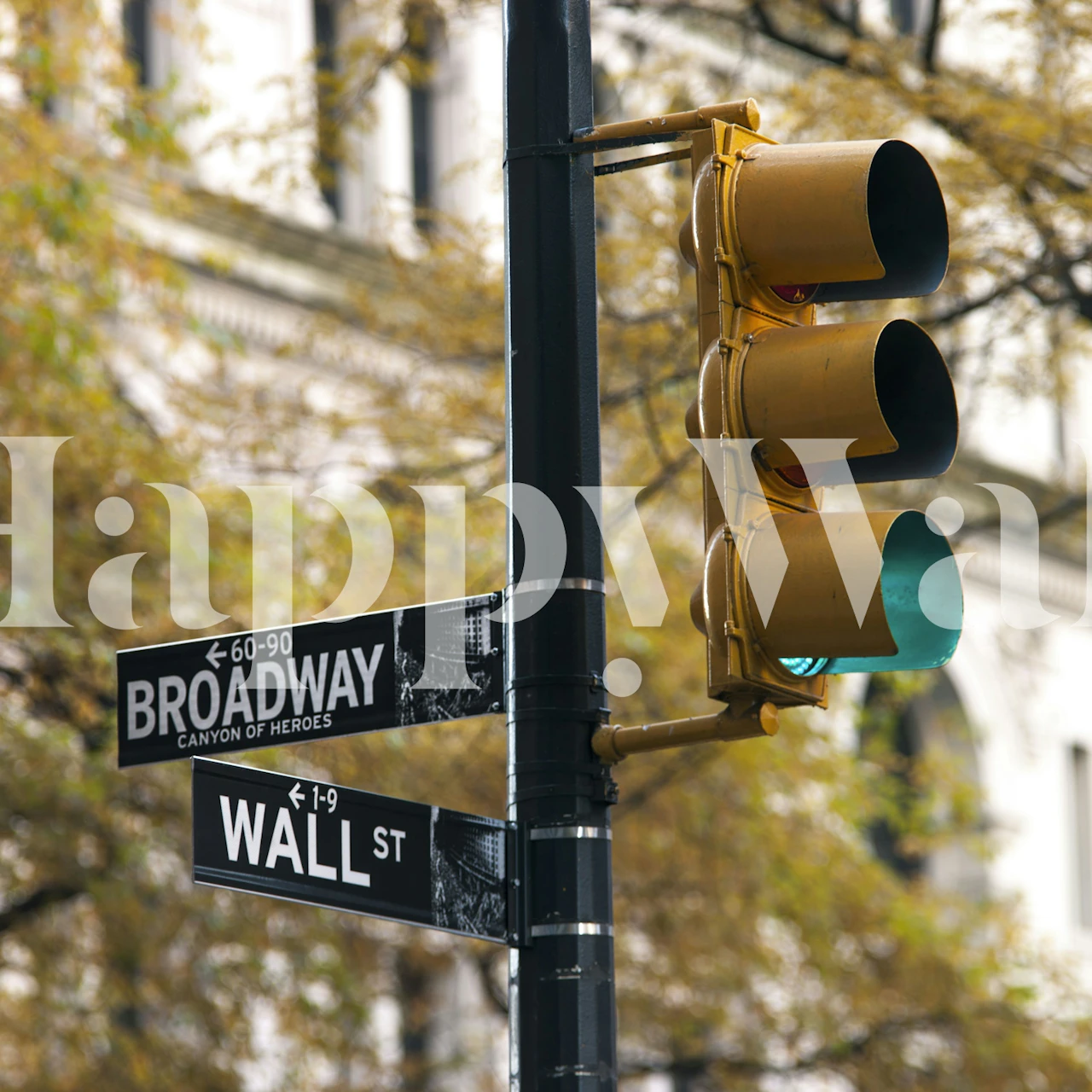 Street sign wallpaper with traffic light in room