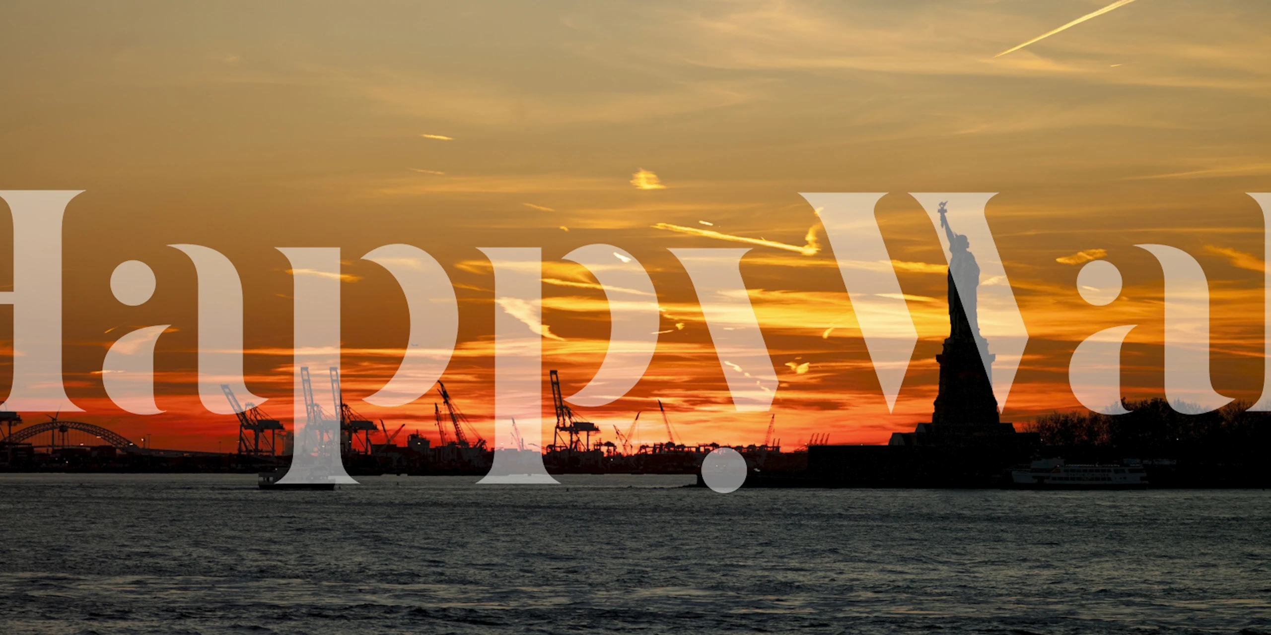 Harbor skyline sunset wallpaper in a room