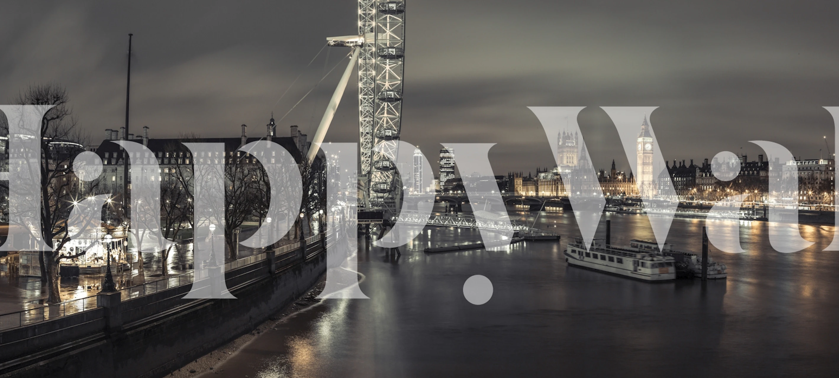 London skyline wallpaper in a room at night
