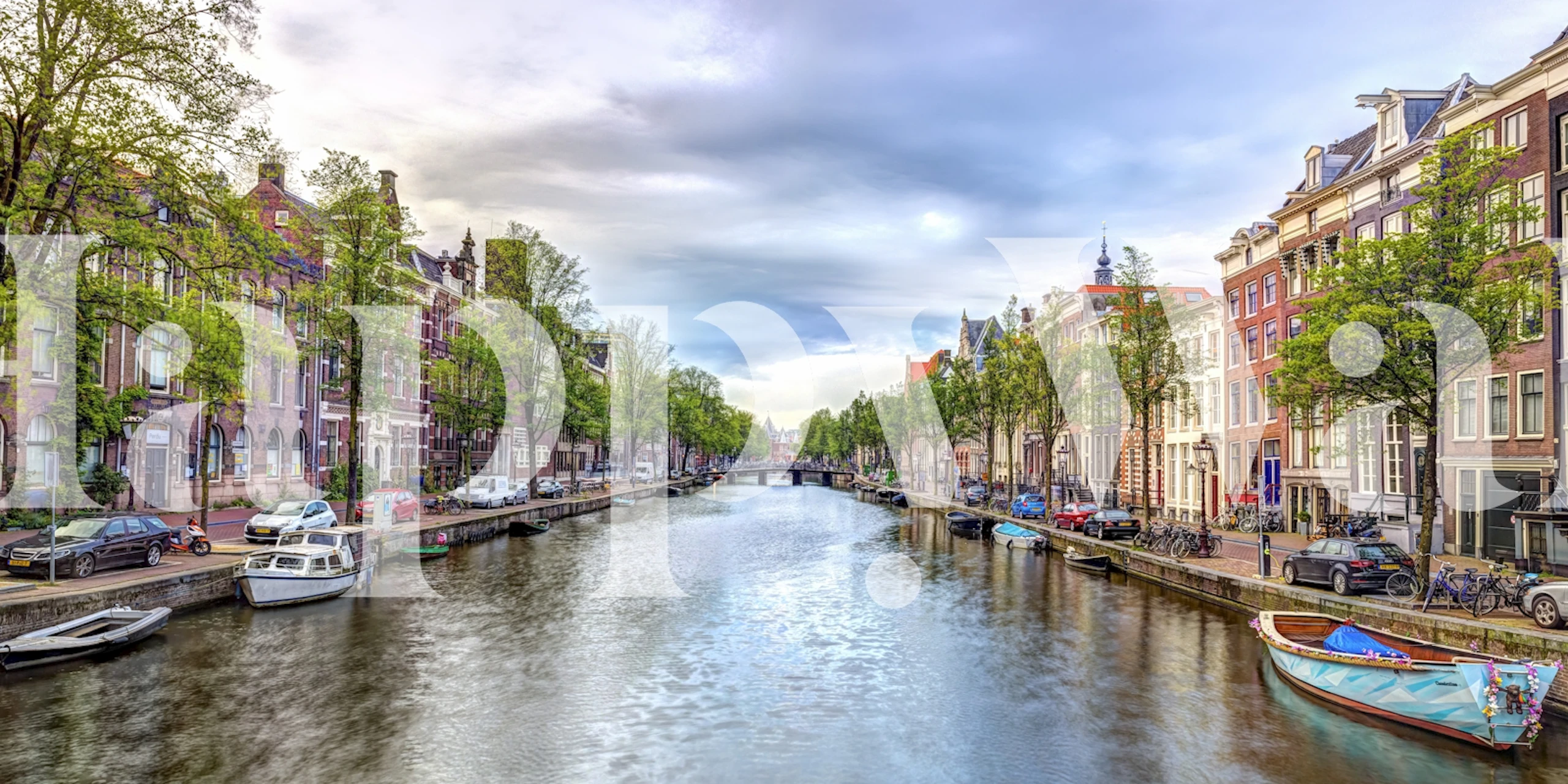 Amsterdam canal wallpaper in a modern room