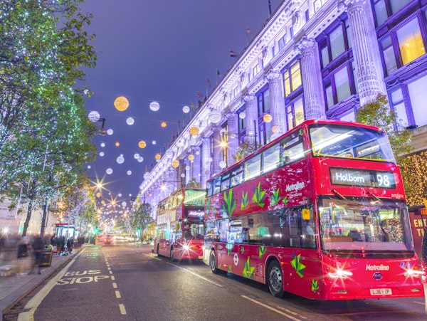 London Night Lights Red Double Decker