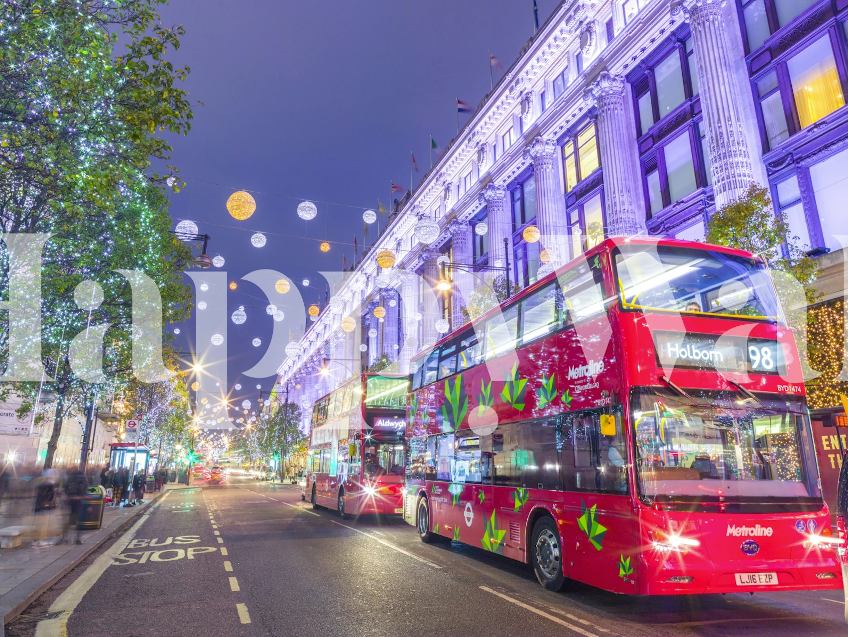 Red double decker bus wallpaper in London room