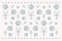 Coastal shells and lobsters - soft blue wallpaper
