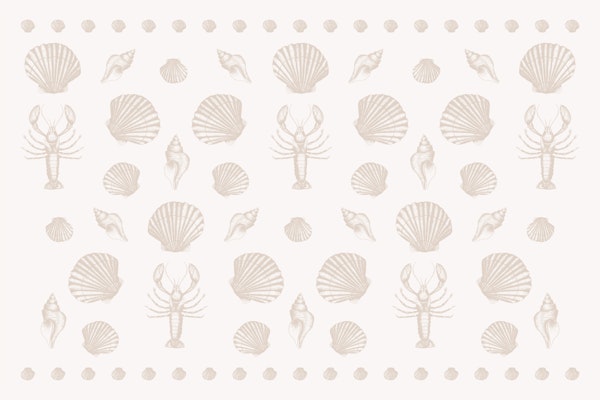 Coastal shells and lobsters - tan pink