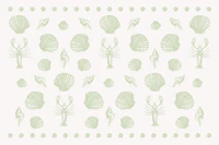 Coastal shells and lobsters - light green wallpaper