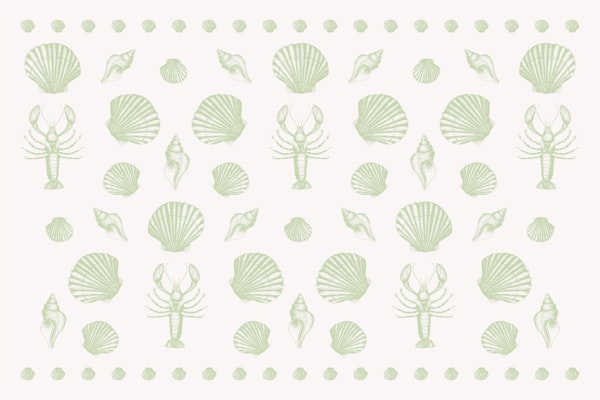 Coastal shells and lobsters - light green