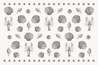 Coastal shells and lobsters - gray wallpaper