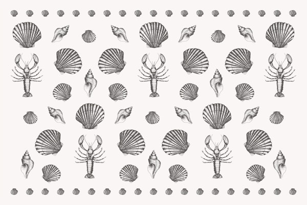 Coastal shells and lobsters - gray
