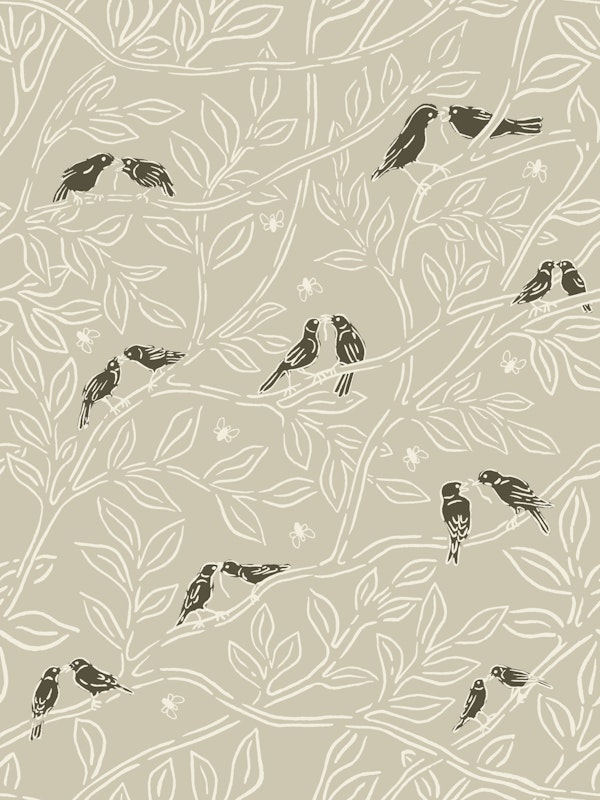 Verdigris Birds Vintage Pattern