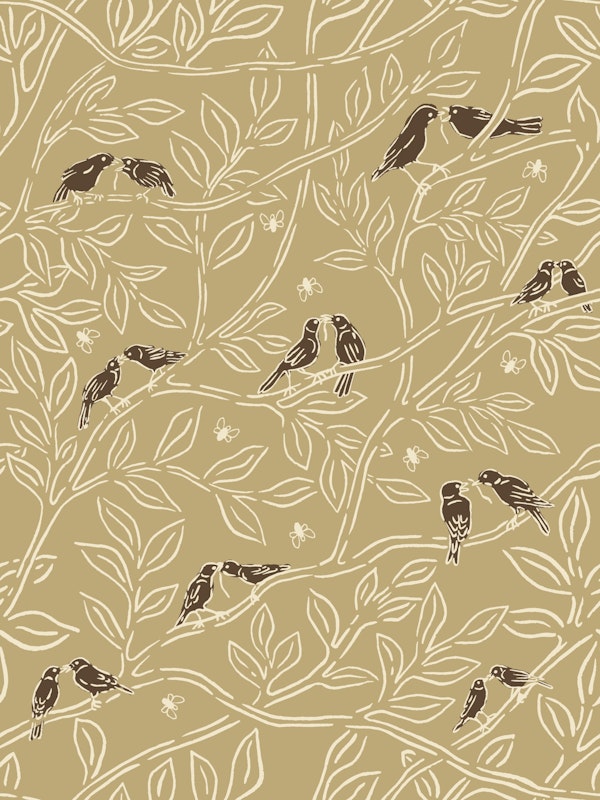 Gilded Birds Vintage Pattern