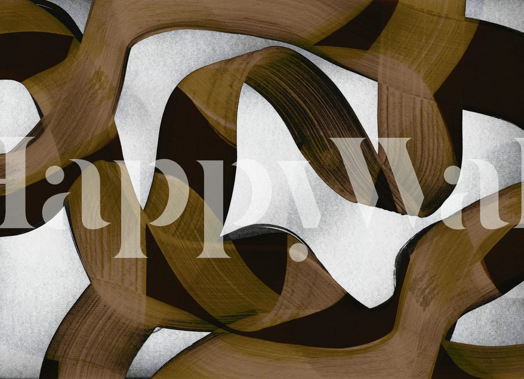 Abstract brown brush stroke wallpaper in a room