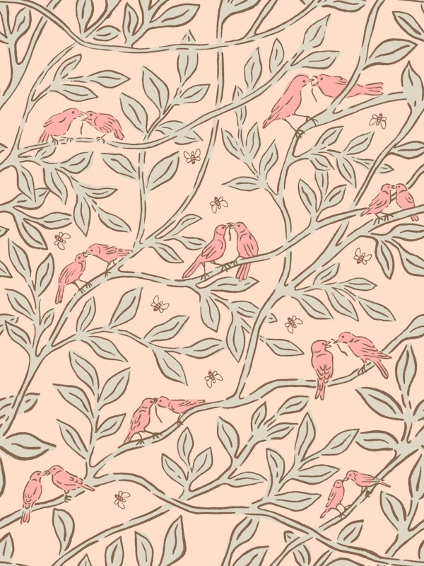Classic Birds on Branch Vintage Pattern