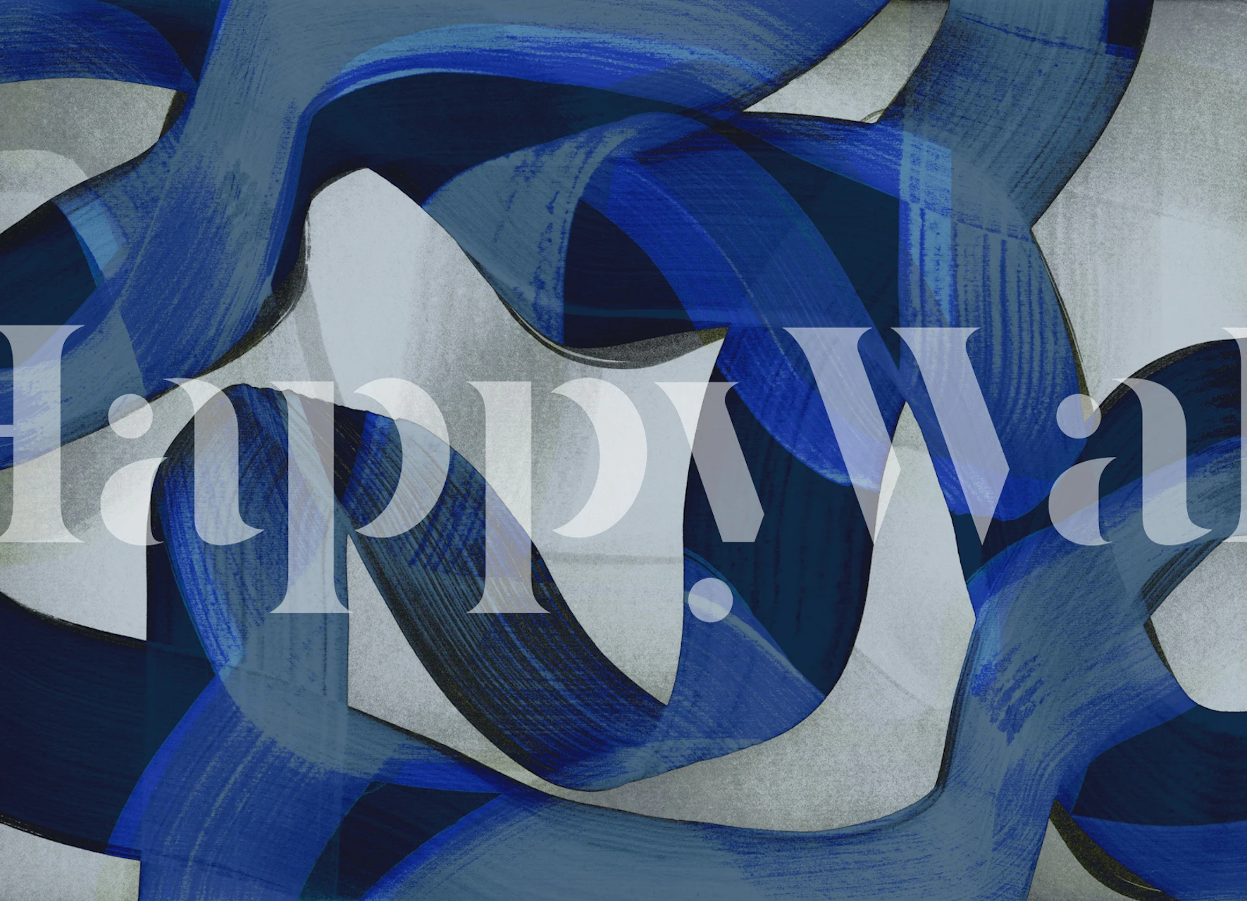 Blue abstract brush stroke wallpaper in a room