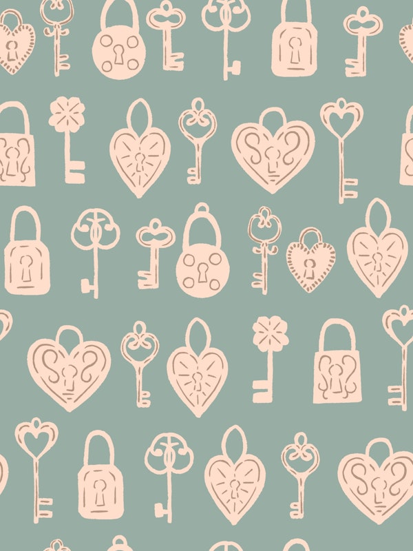 Sage Keys and Locks Vintage Pattern