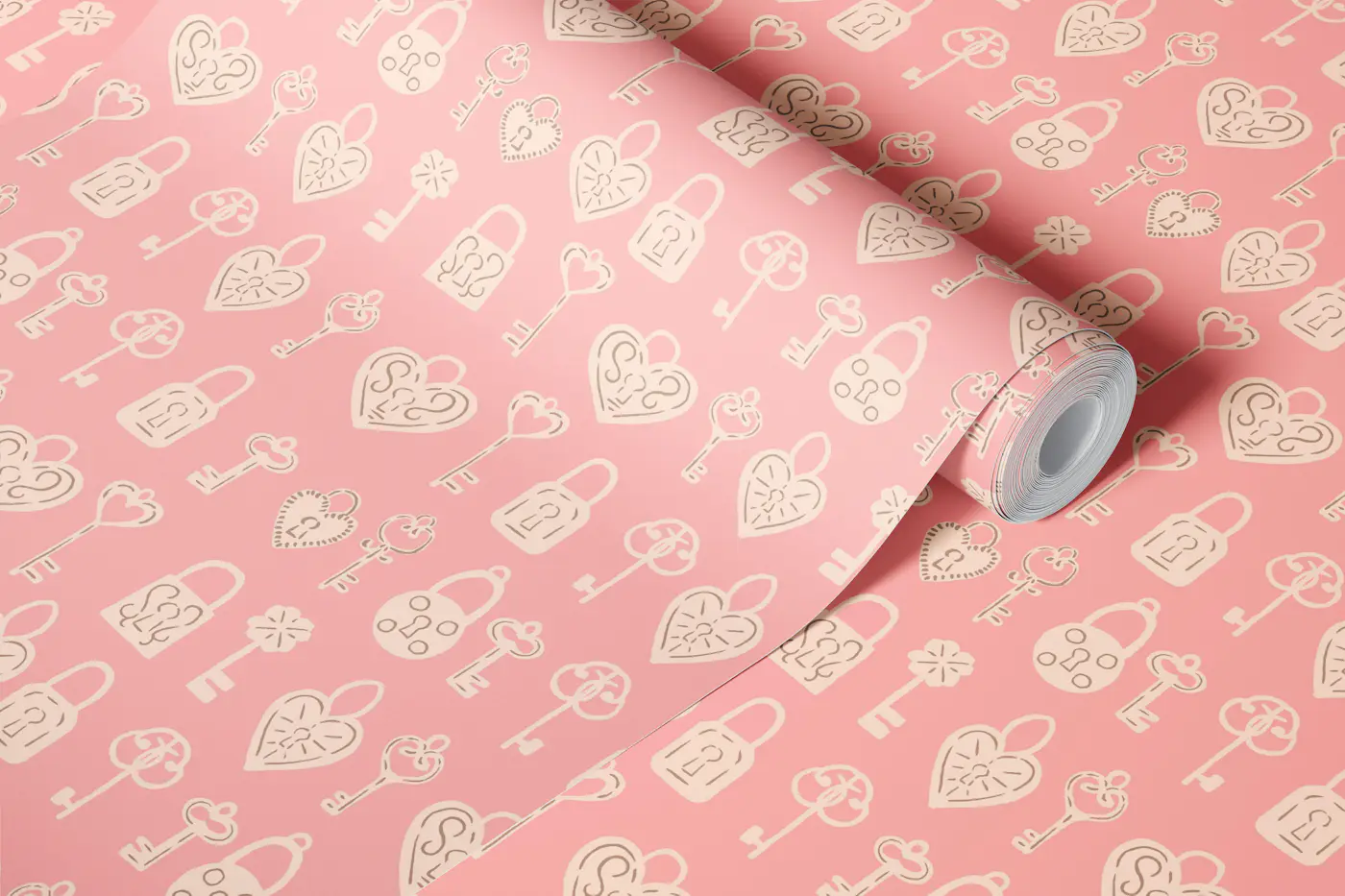 Rose Keys and Locks Vintage Pattern wallpaper roll