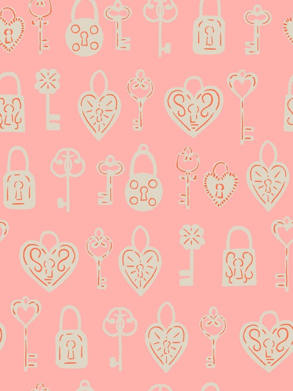 Rose Lock and Key Vintage Pattern