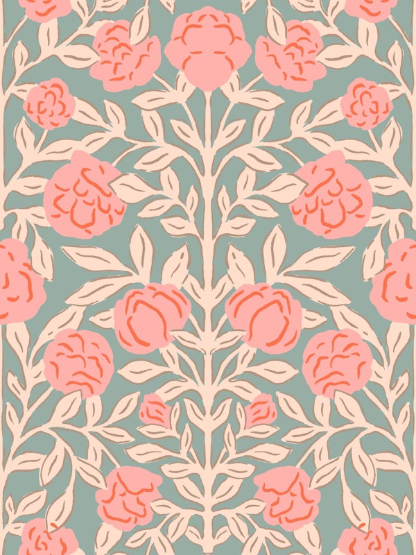 Sage Roses Vintage Pattern