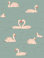Sage Swans Vintage Pattern tapet