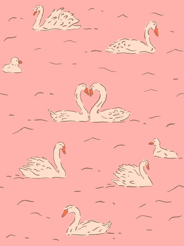 Rose Swans Vintage Pattern