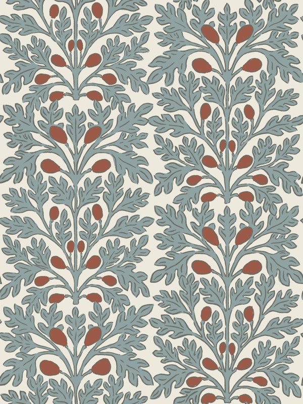 Antique Blue Fig Fruit Vintage Pattern