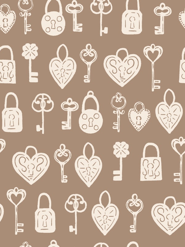 Faded Fresco Keys and Locks Vintage Pattern