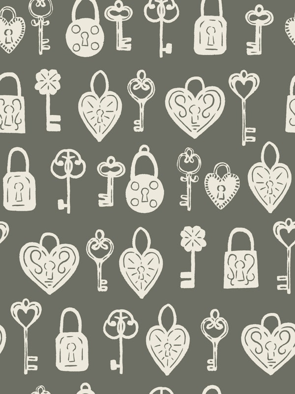 Antique Blue Keys and Locks Vintage Pattern