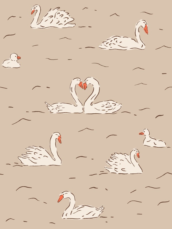 Faded Fresco Swans Vintage Pattern