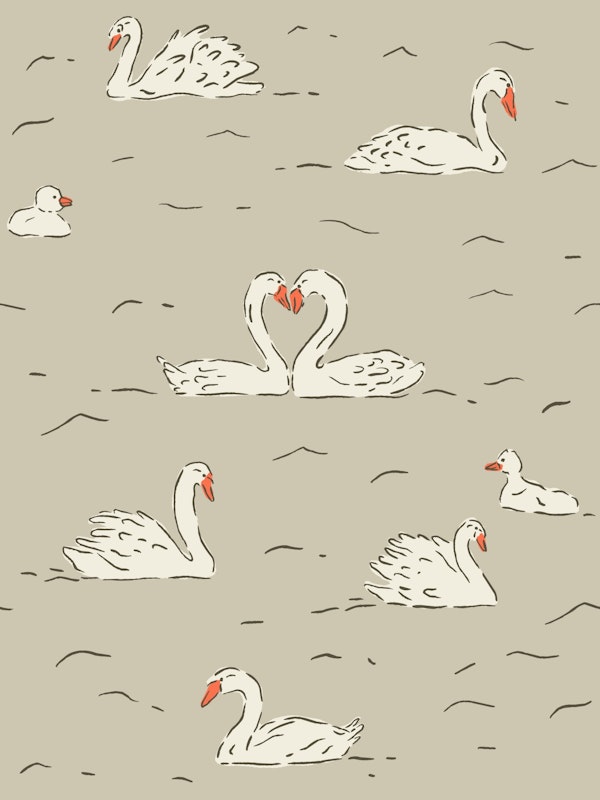 Verdigris Swans Vintage Pattern