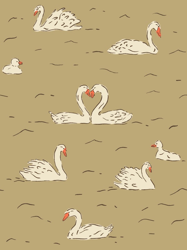 Gilded Swans Vintage Pattern