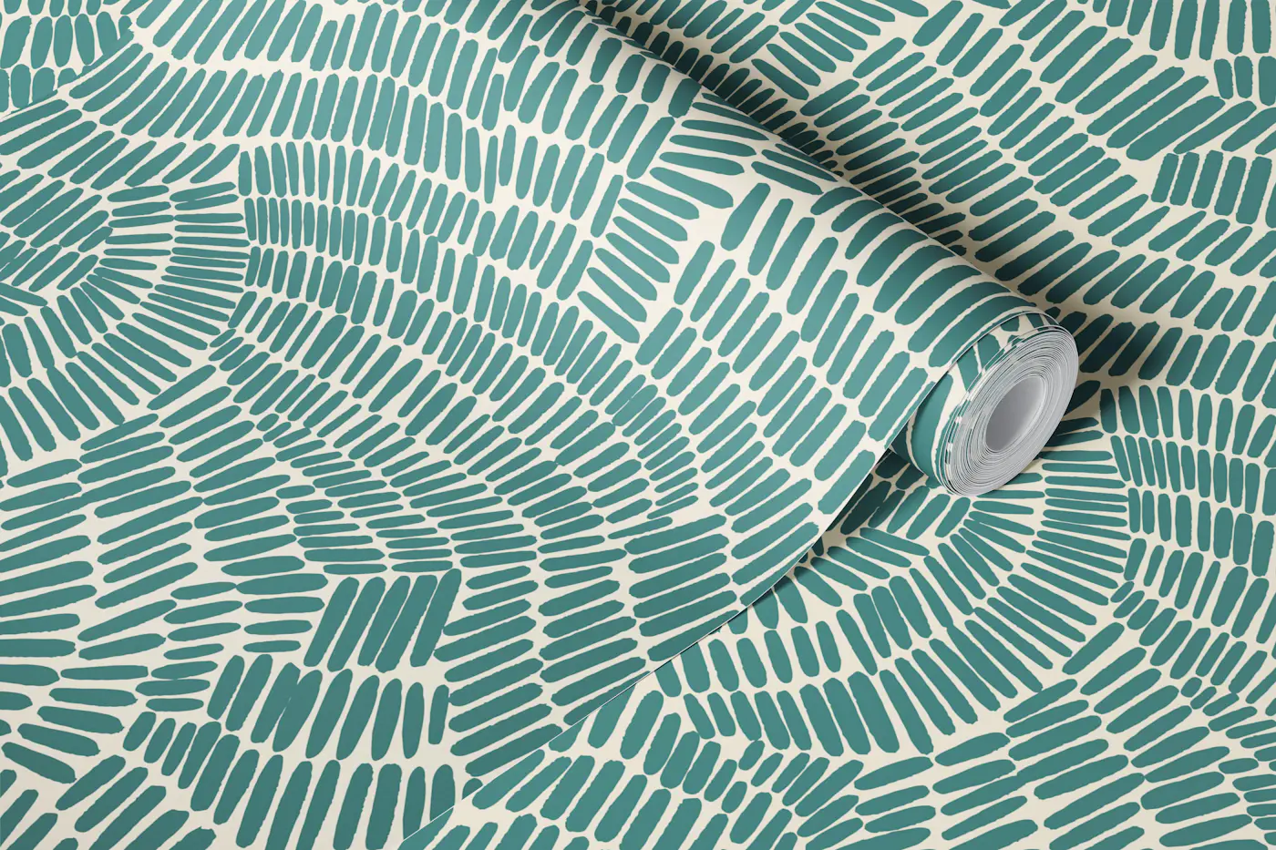 Lines Work Nordic Teal wallpaper roll