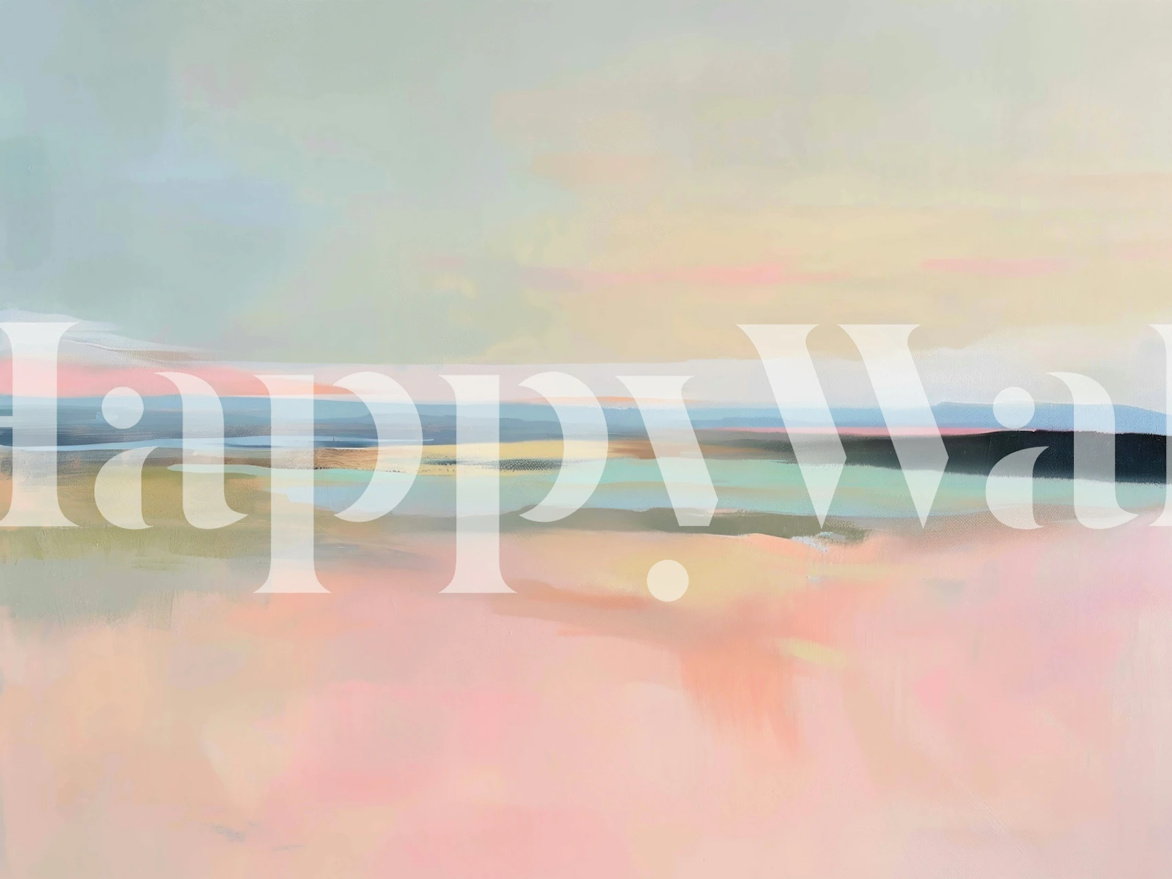 Pastel shoreline wallpaper in a soft room
