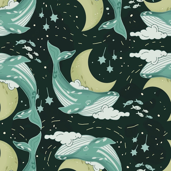 Celestial Whales Night Sky