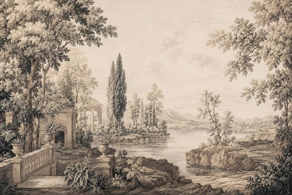 Sepia Lakeside Garden View