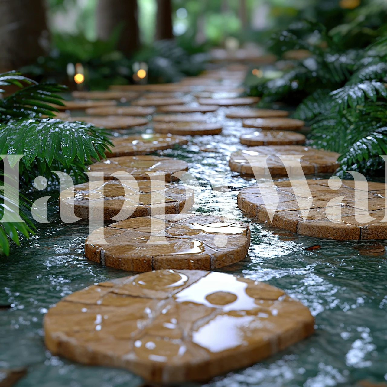 Rainforest stepping stone wallpaper in a room