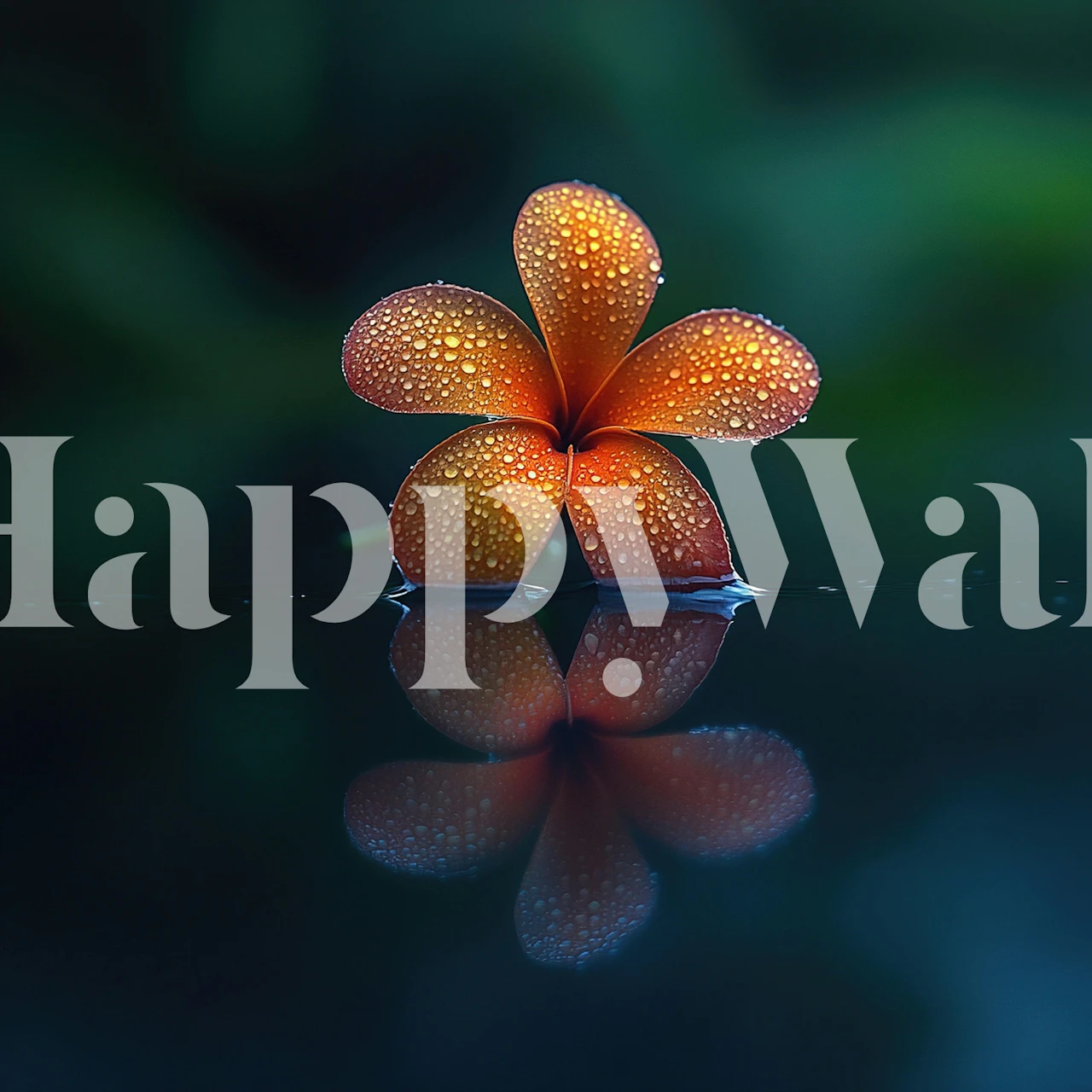 Plumeria wallpaper in room with water reflection