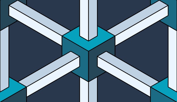 3D cube connections - teal blue navy - S