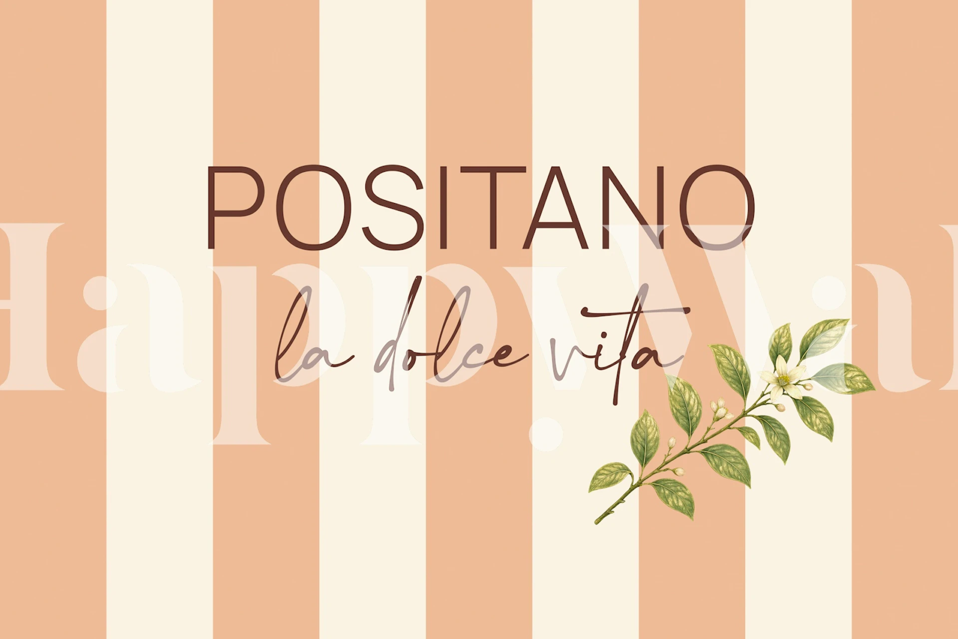 Peach striped Positano wallpaper in a room