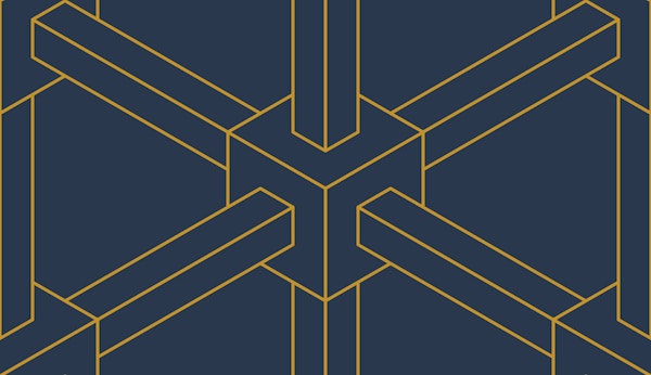 Optical illusion cubes - gold on navy - M