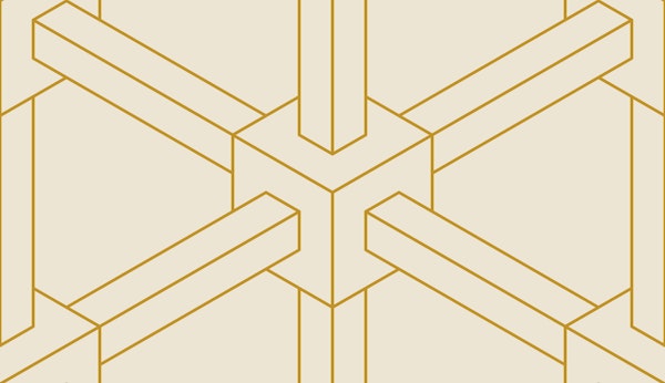 Optical illusion cubes - gold on cream - M