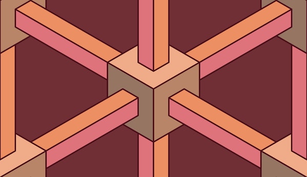 3D cube connections - pink peach maroon - M