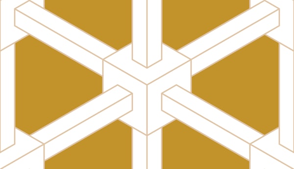 Optical illusion cubes - white on mustard - S