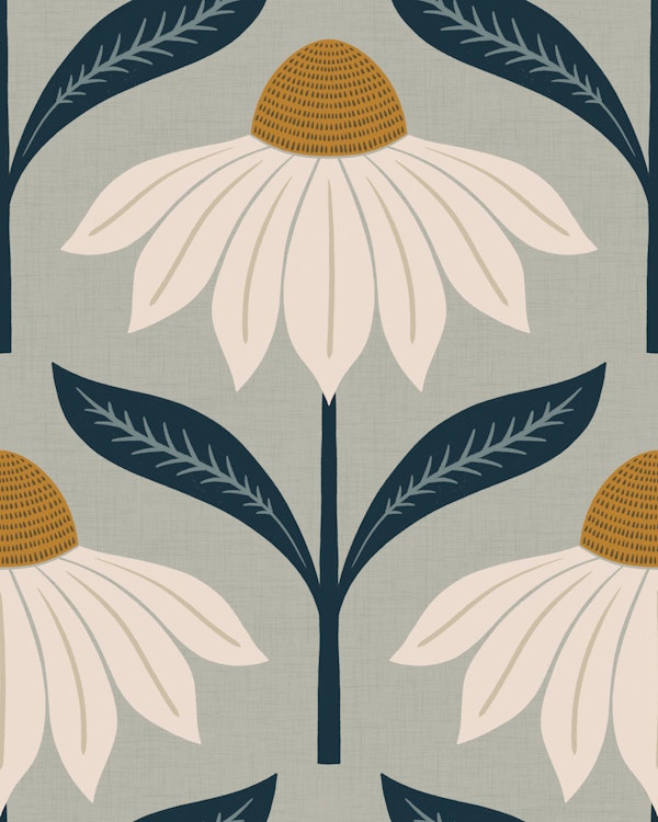 echinacea blooms - grey mint and navy
