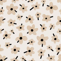 Retro Mod Poppies Neutral Tones tapete