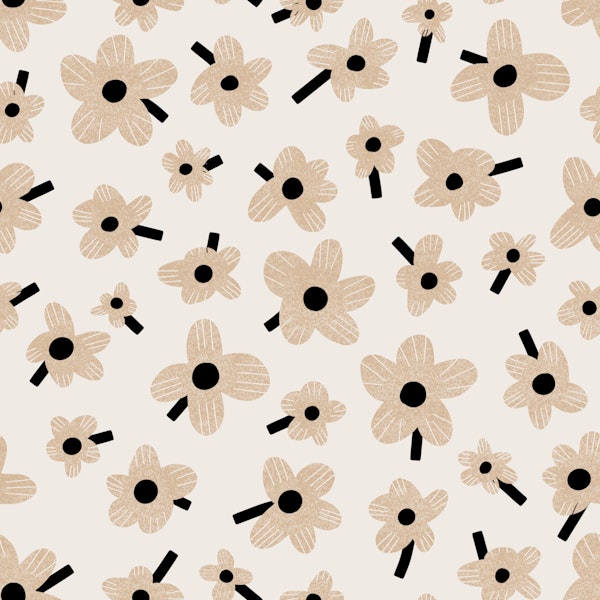 Retro Mod Poppies Neutral Tones