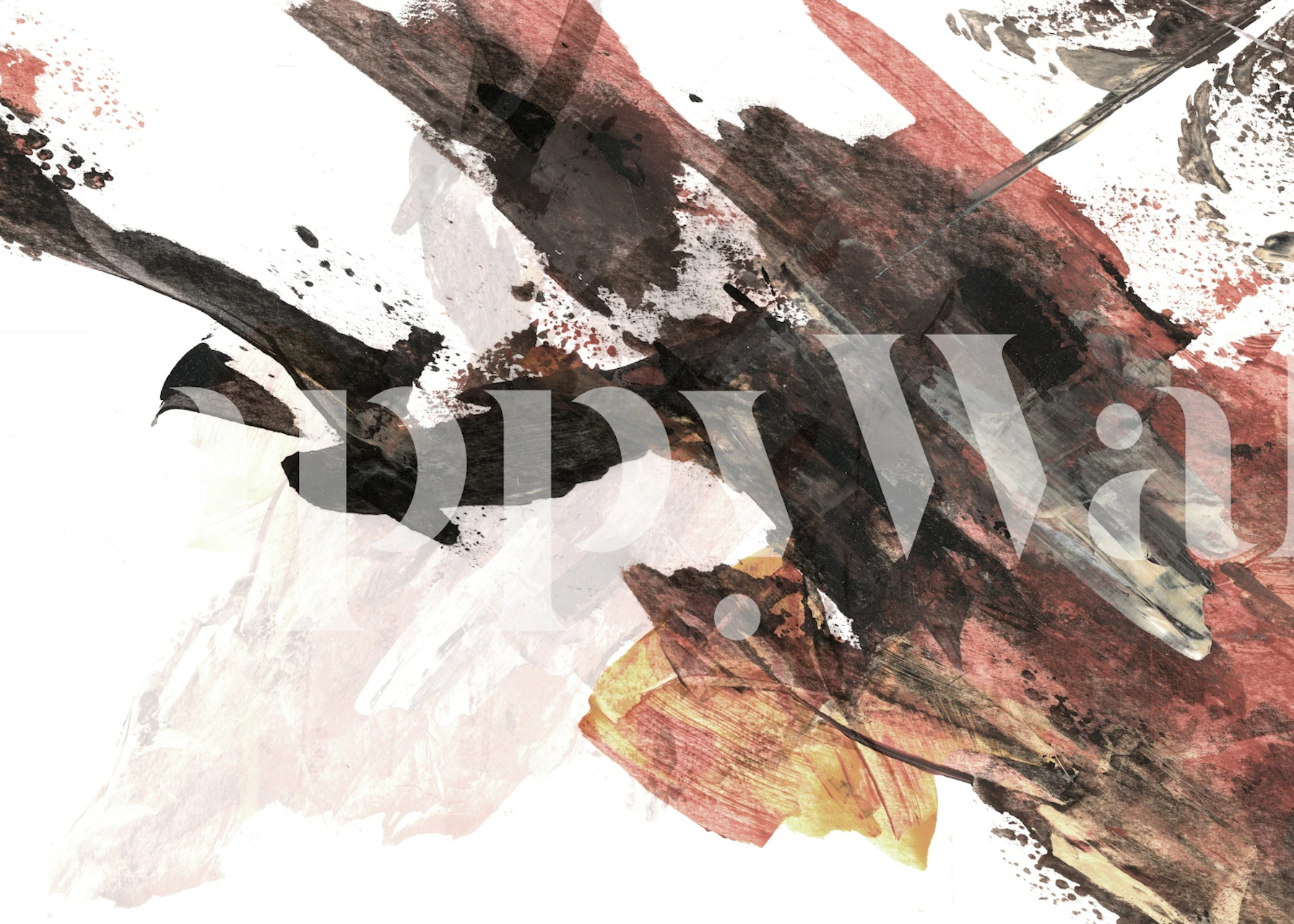 Abstract brushstroke wallpaper in a modern room