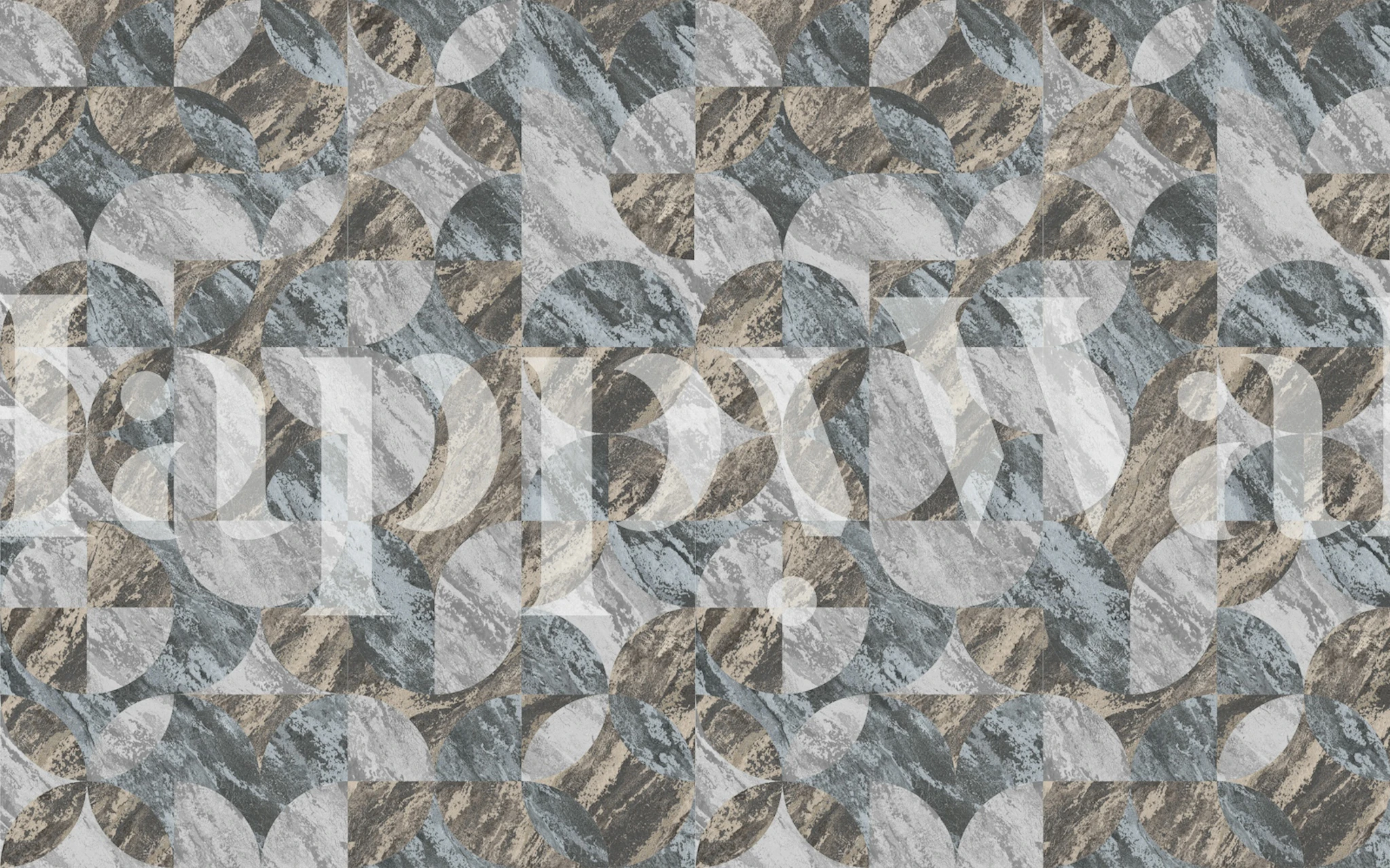 Marble circles geometric wallpaper in a modern room