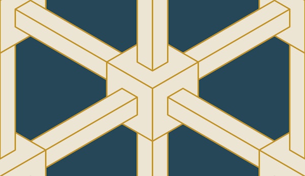 Optical illusion cubes - cream gold navy - S