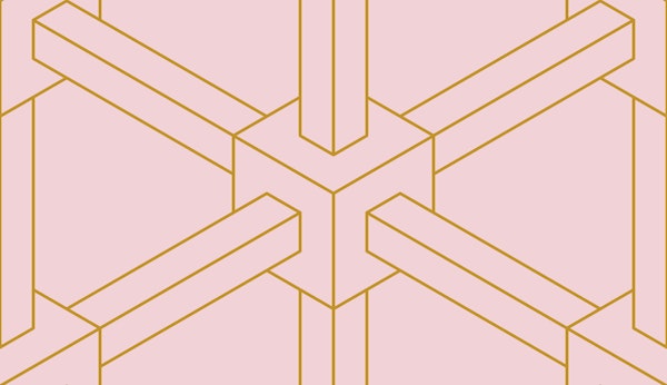 Optical illusion cubes - gold on light rose M