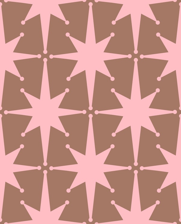 Mid Century Mod Atomic Starbursts Mocha Pink